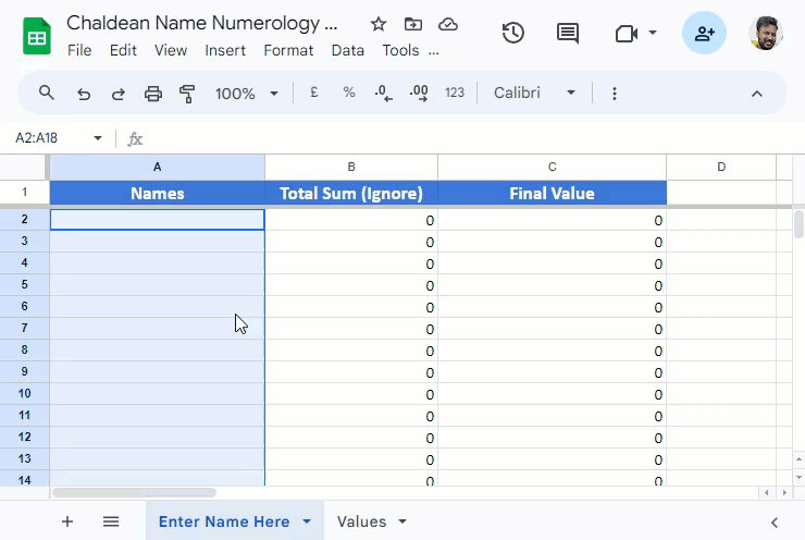 bulk Chaldean Name Numerology Calculator demo