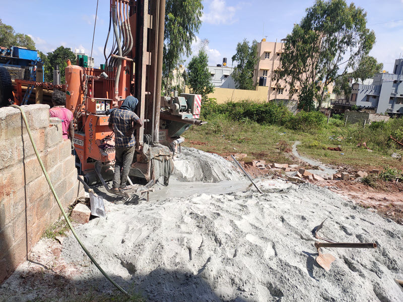 borewell drilling in our construction site