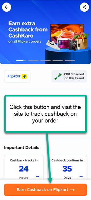 cashkaro call to action button